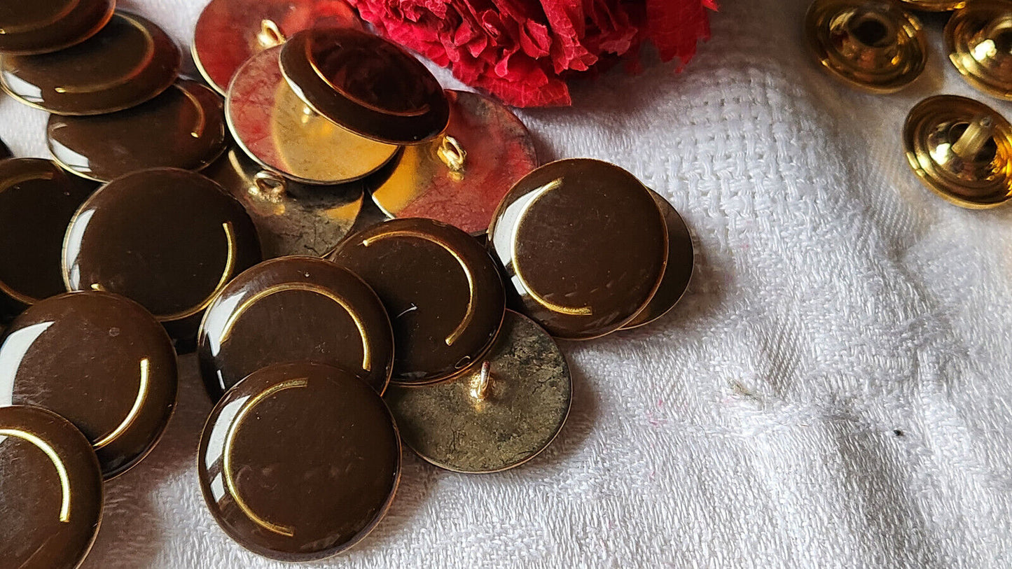 Lot 6 boutons vintage en métal emaillé marron superbe 2,2 cm ref 2277