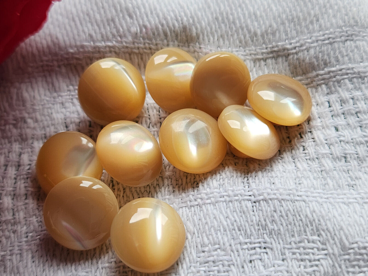 trio boutons vintage bombé transparent marron pied 2,2 et 2,5 cm ref 6060