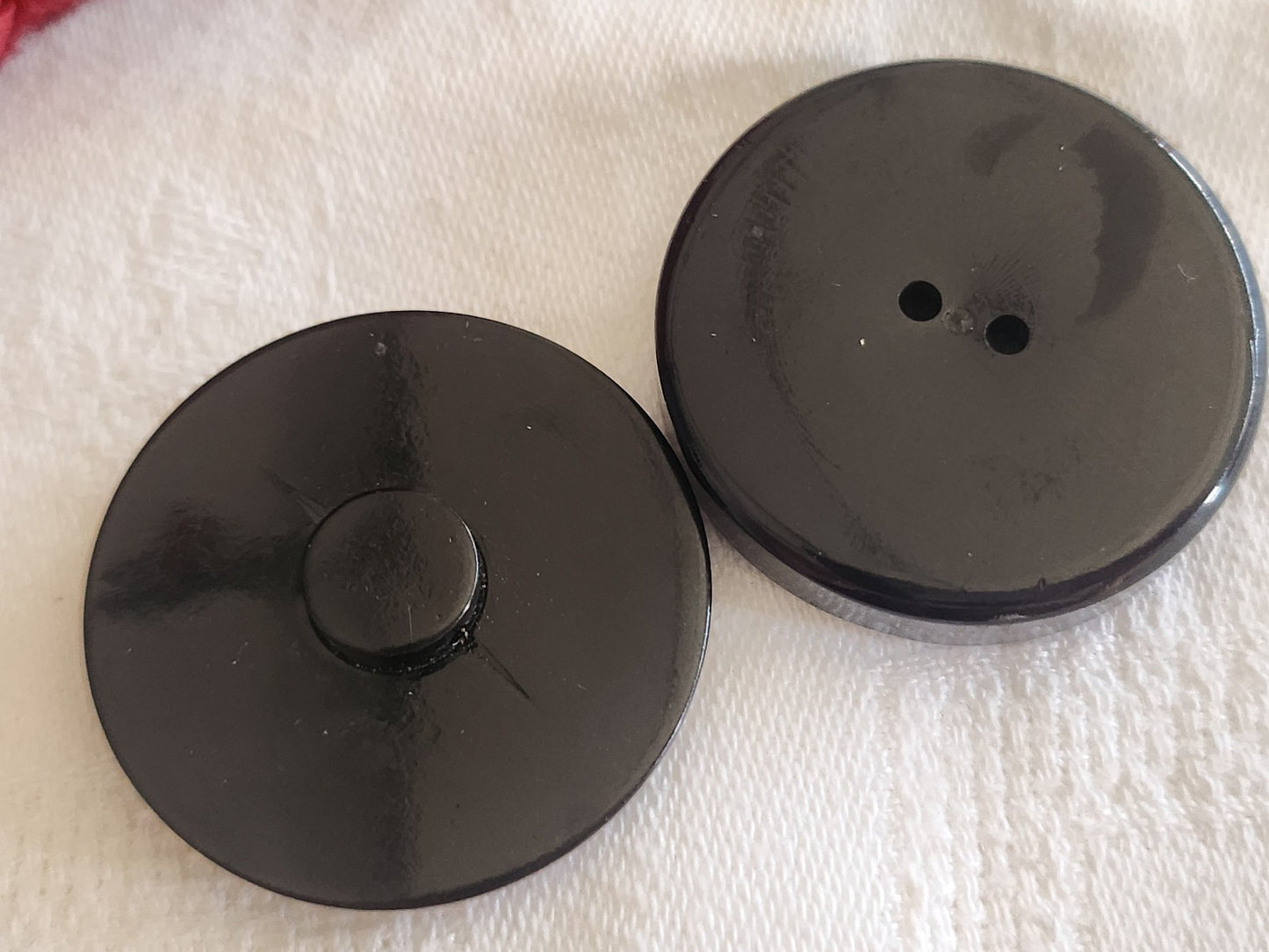 Duo gros boutons vintage noir lumineux 3,5 cm ref 863