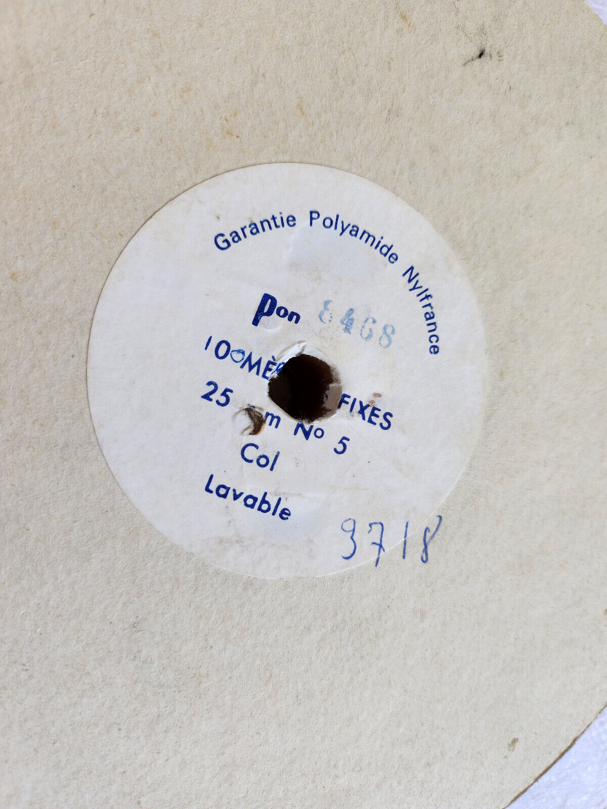 Ruban ancien polyamide vintage bleu nylon 5 mètre sur 2,5 cm mercerie B5 n°21