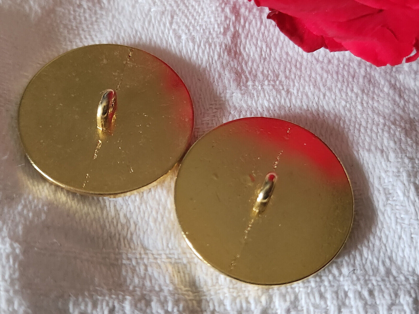Duo boutons vintage en métal noir doré elegant pied 2,5 cm G10H