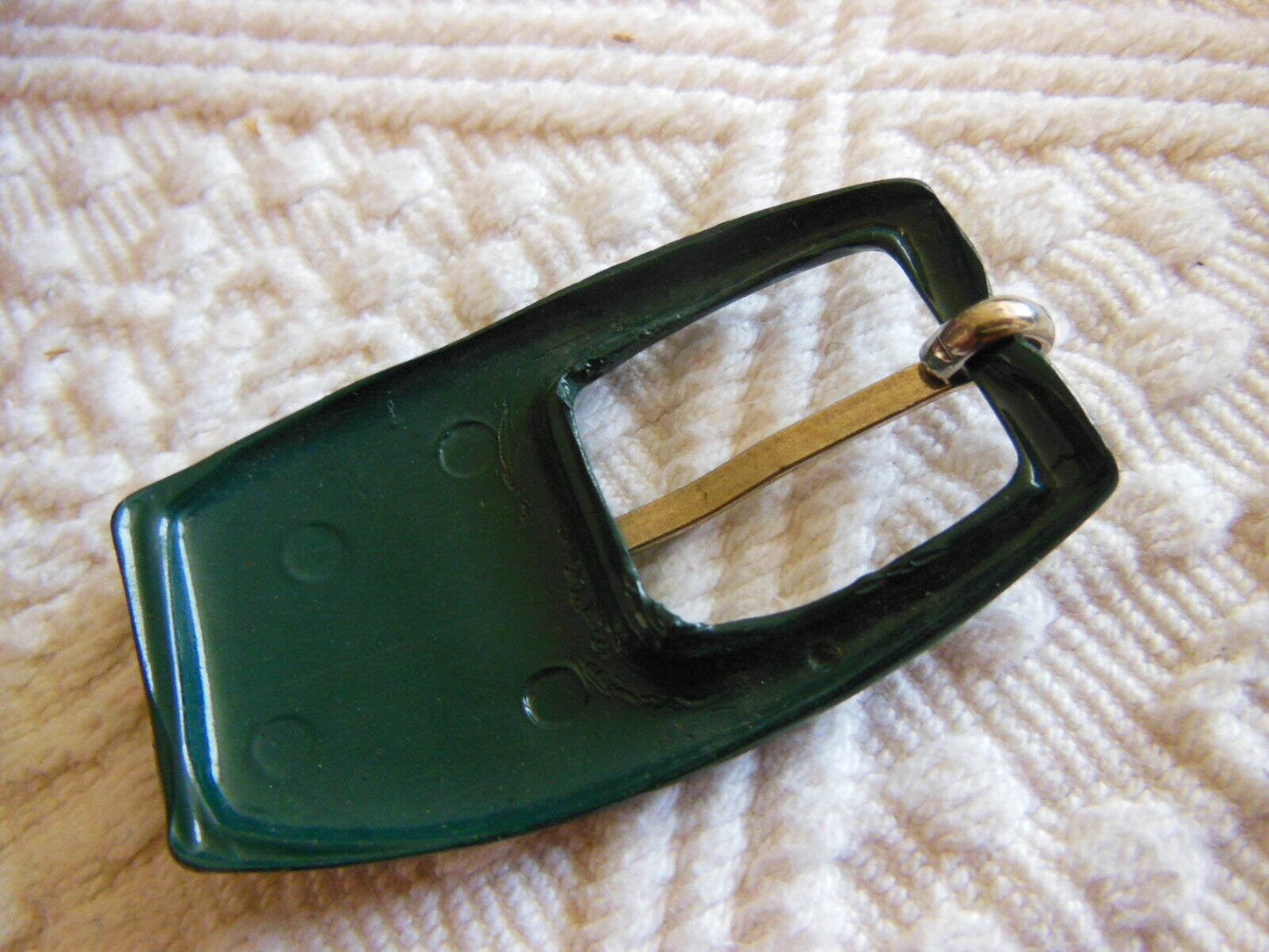 Boucle de ceinture vintage vert sapin 3,4 sur 5,8 cm ME1