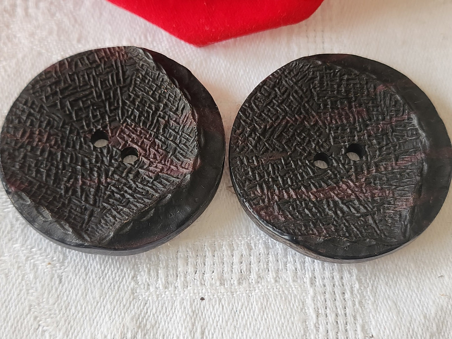 Duo énormes bouton vintage noir 4 cm à trous ref 5489