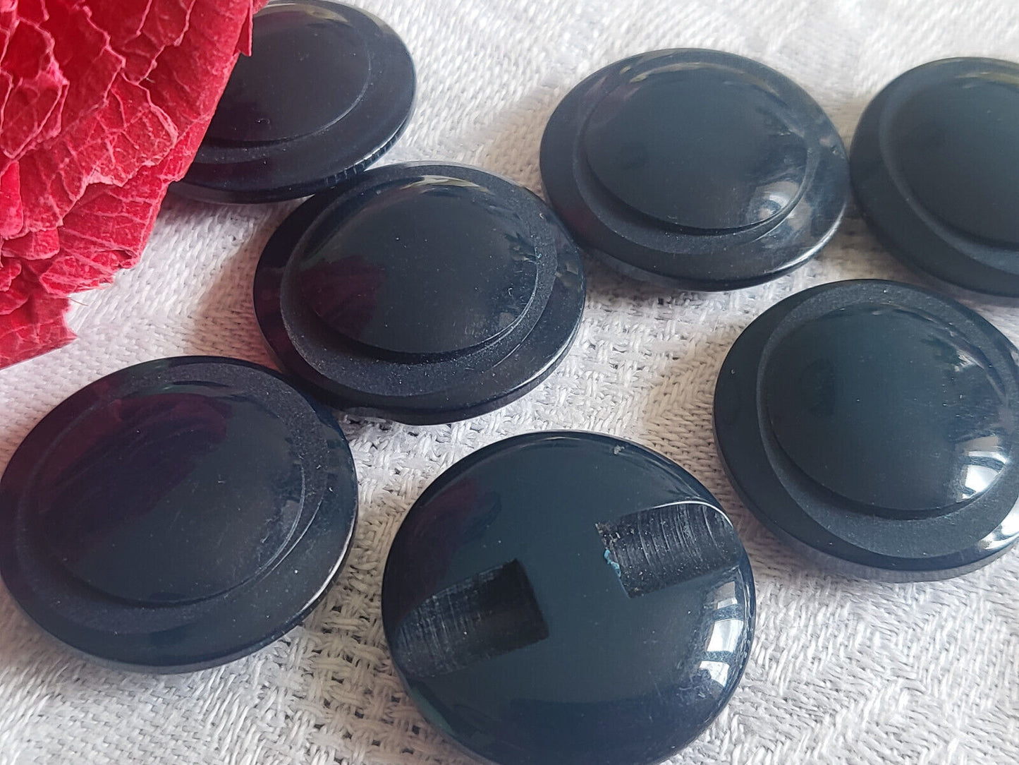Lot 7 boutons vintage bleu paon foncé à pied diamètre 2,2 cm ref 2035