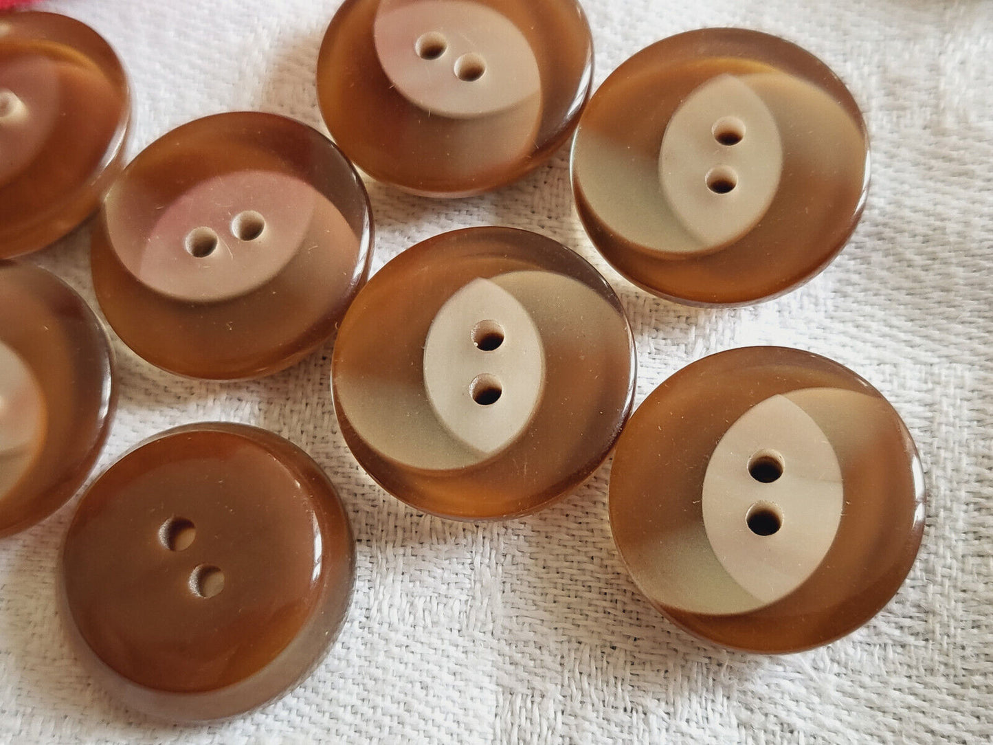 Lot 6 boutons vintage marron inclusion argenté épais diamètre 1,7 cm ref 492