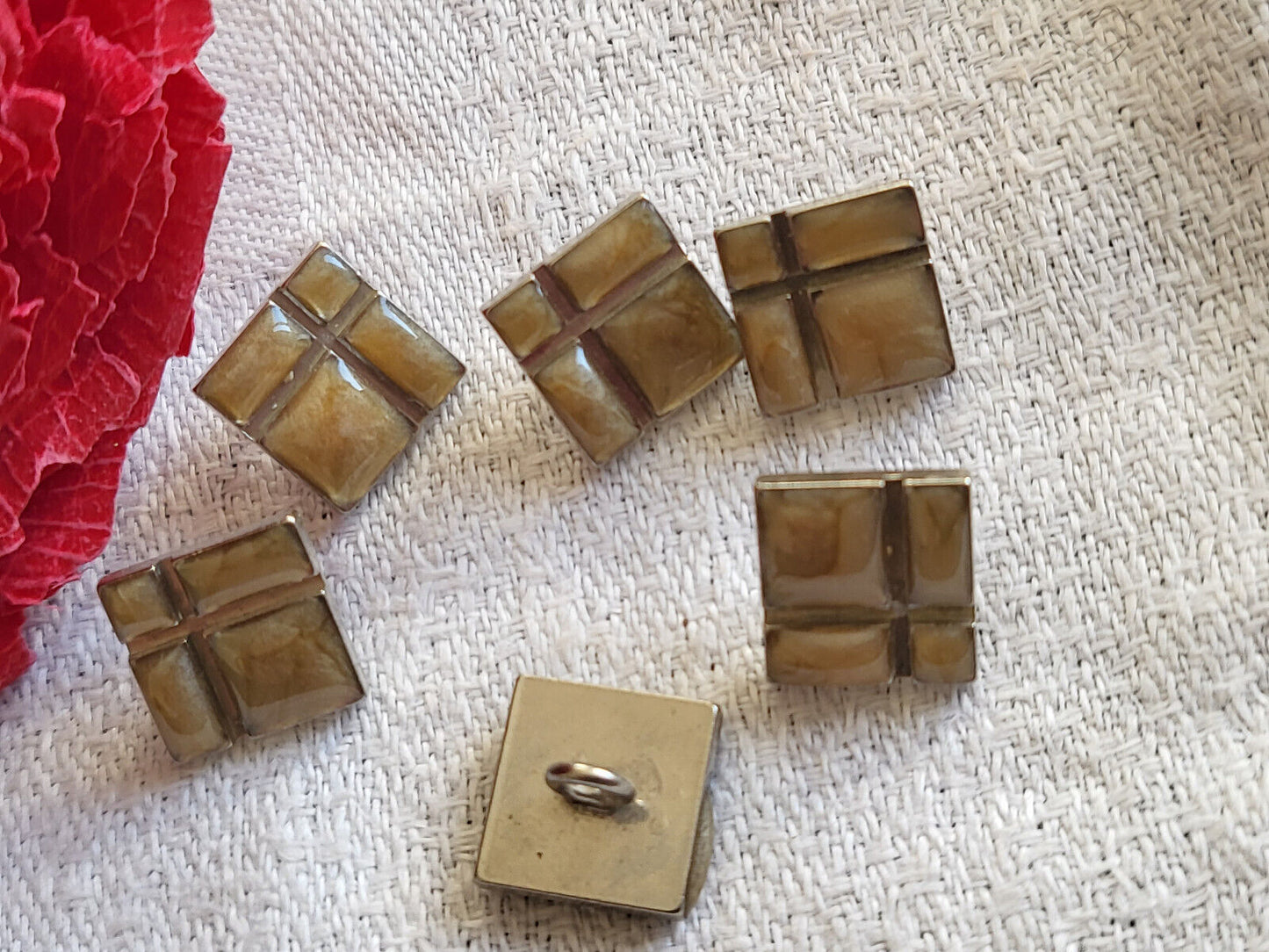 Lot 6 jolis boutons vintage en métal mini à pied marron 1 cm ref 3249