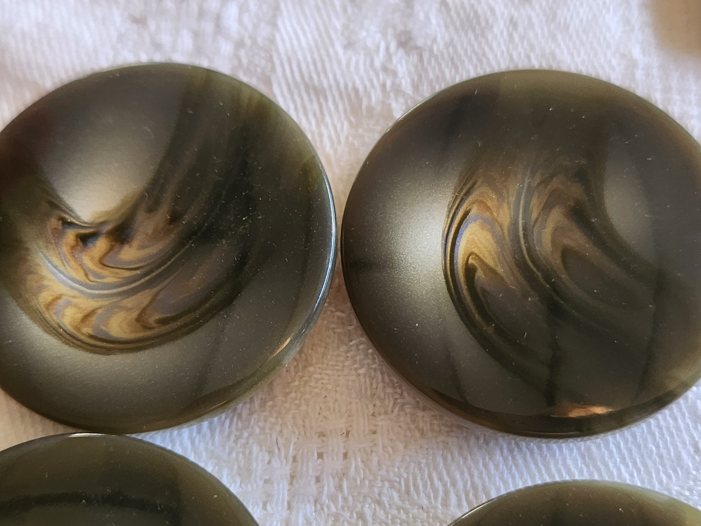 Lot 6 gros boutons vintage vert scintillant pied 3,3 cm manteaux ref 5723