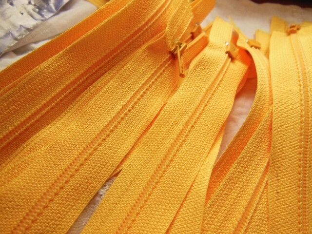 Lot 5 fermetures éclairs jaune orangé 20 cm non- séparable A 32