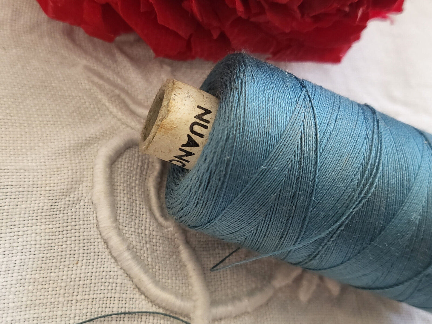 Grosse bobine ancienne fil bleu 18 grammes couture mercerie ancien T1-622