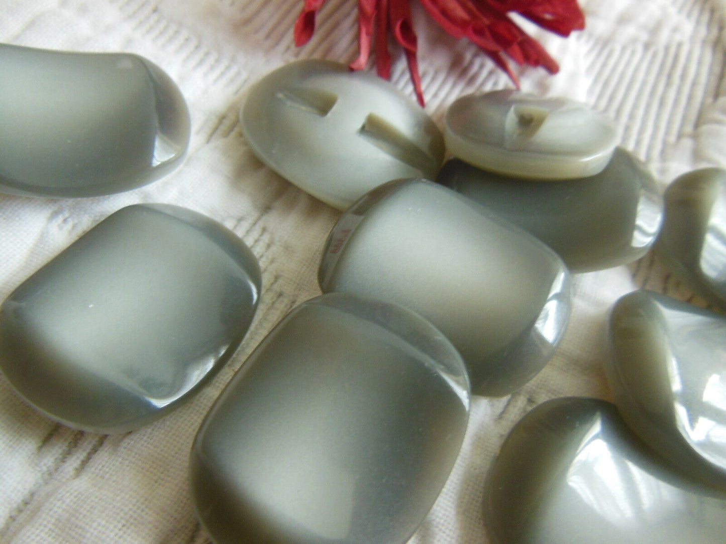 Lot 6 gros boutons vintage gris rectangle 2,2 sur 2,7 cm ref 229