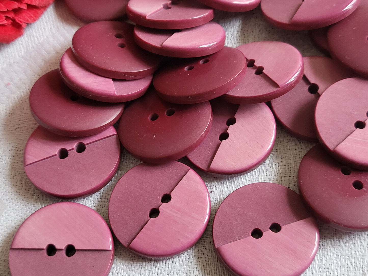 Lot 10 boutons vintage rose contraste mat lumineux 2,2 cm ref 5559