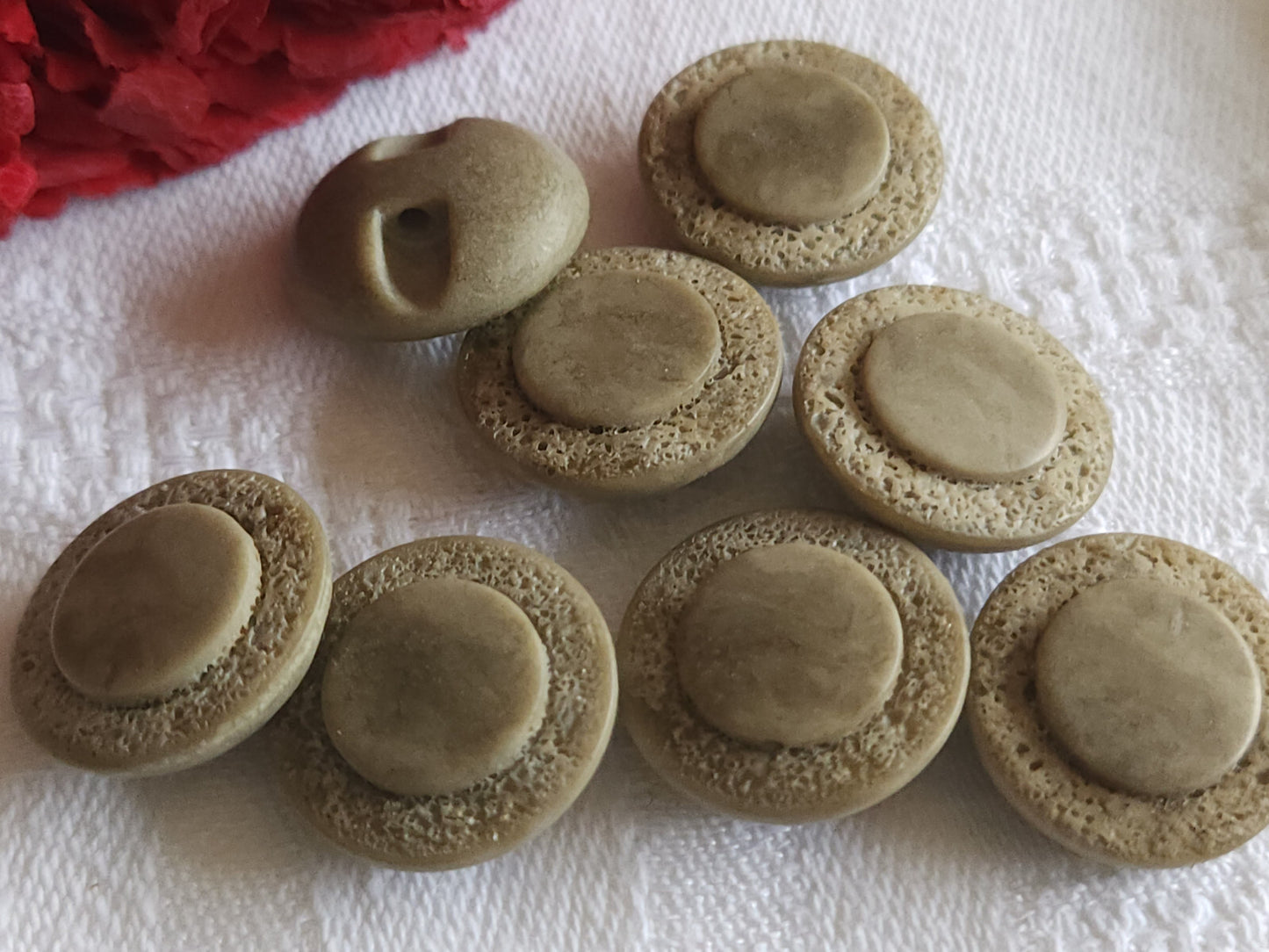 Lot 9 boutons vintage pied marron/gris effet granité 1,7 cm ref 5032