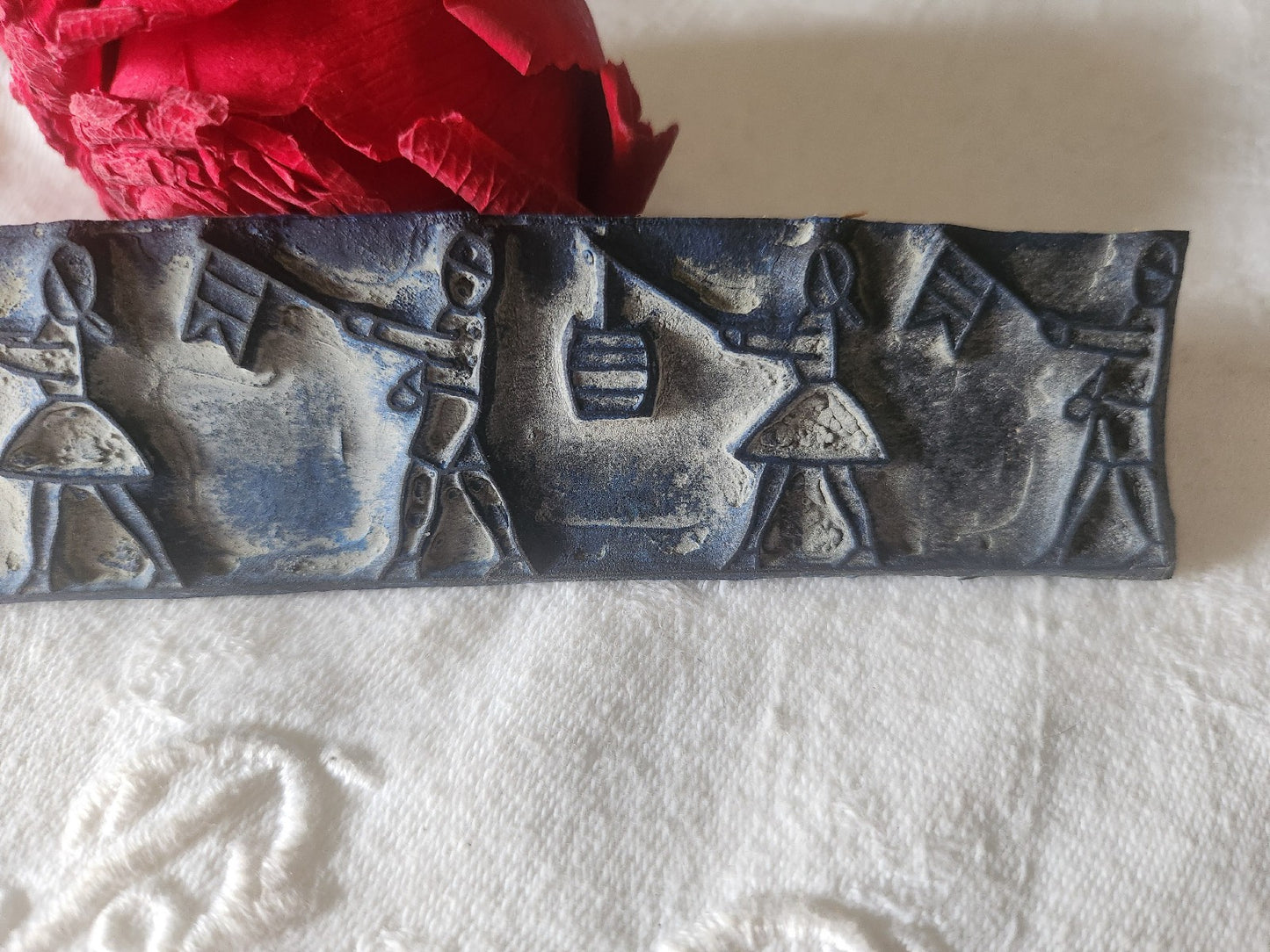 Tampon ancien sans support frise broderie collection lampion 14 juillet n°38-2