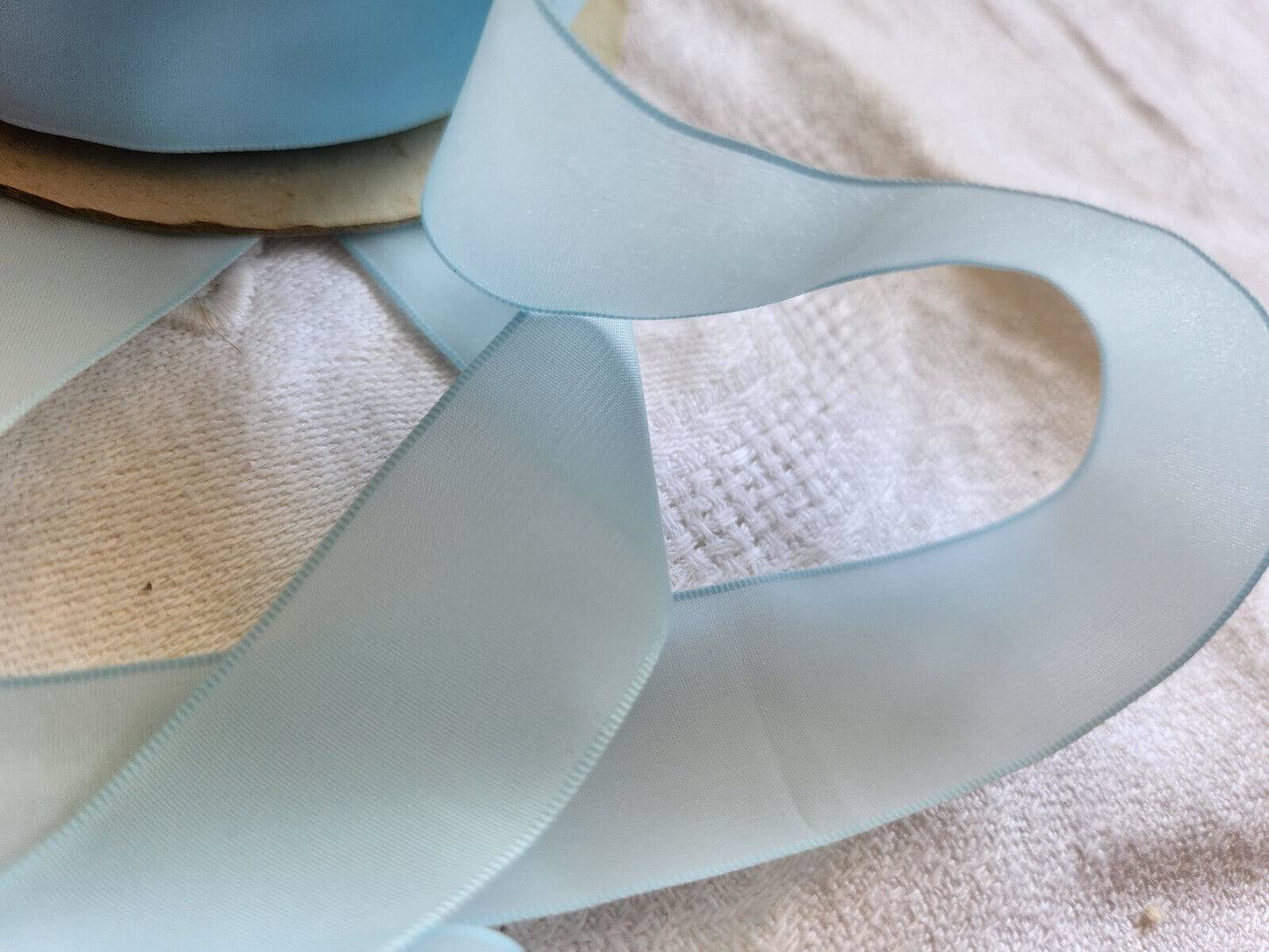 Ruban ancien nylon large bleu transparent 3 mètres 2,5 cm modiste chapeau B5 n°9