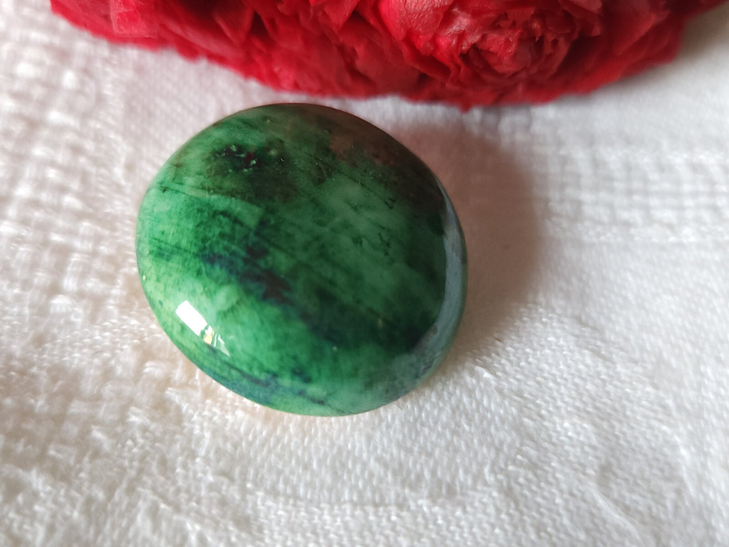 Collection bouton ancien Ceramique vert pied metal parurier 2,8 cm G18J