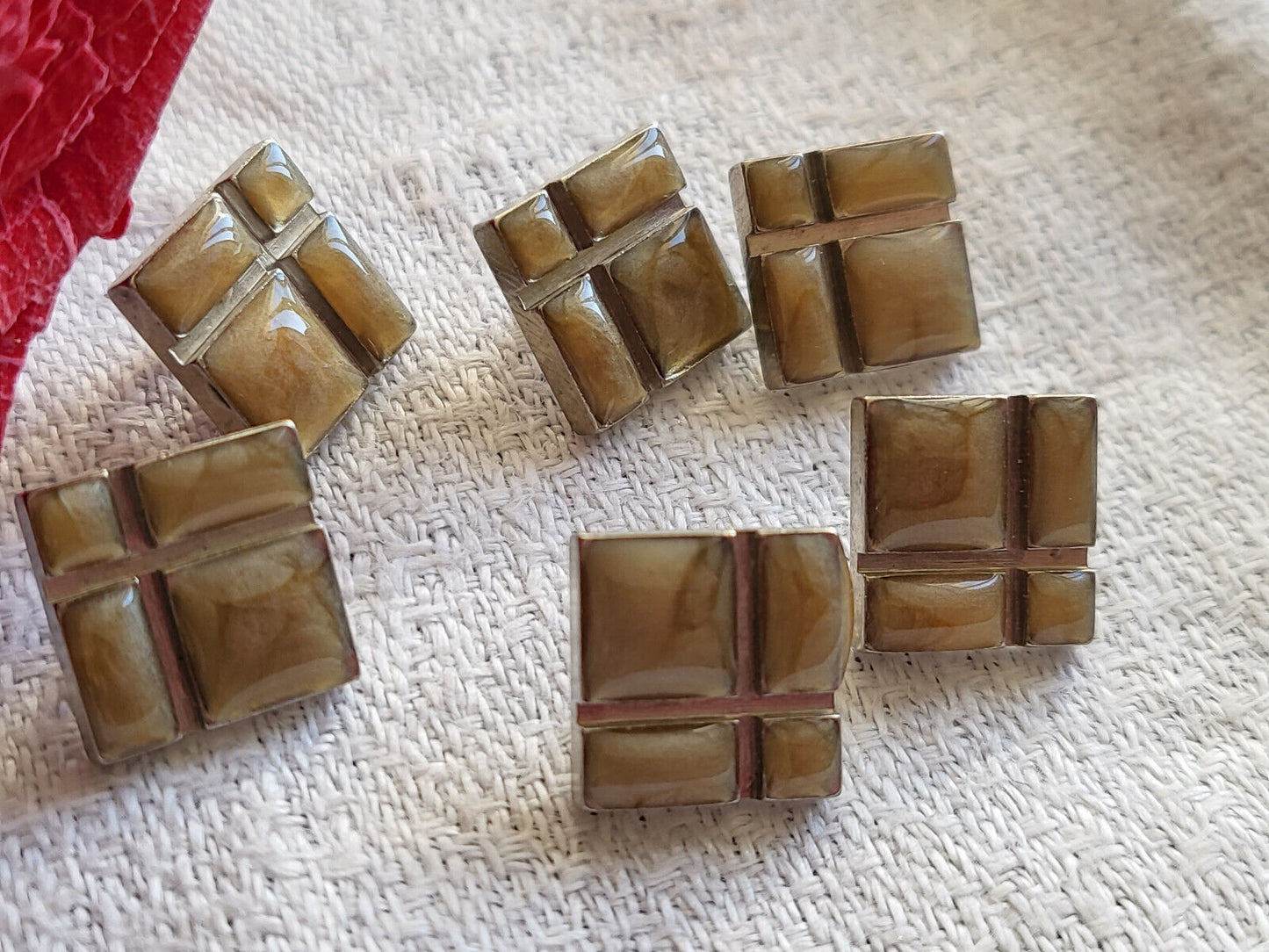 Lot 6 jolis boutons vintage en métal mini à pied marron 1 cm ref 3249