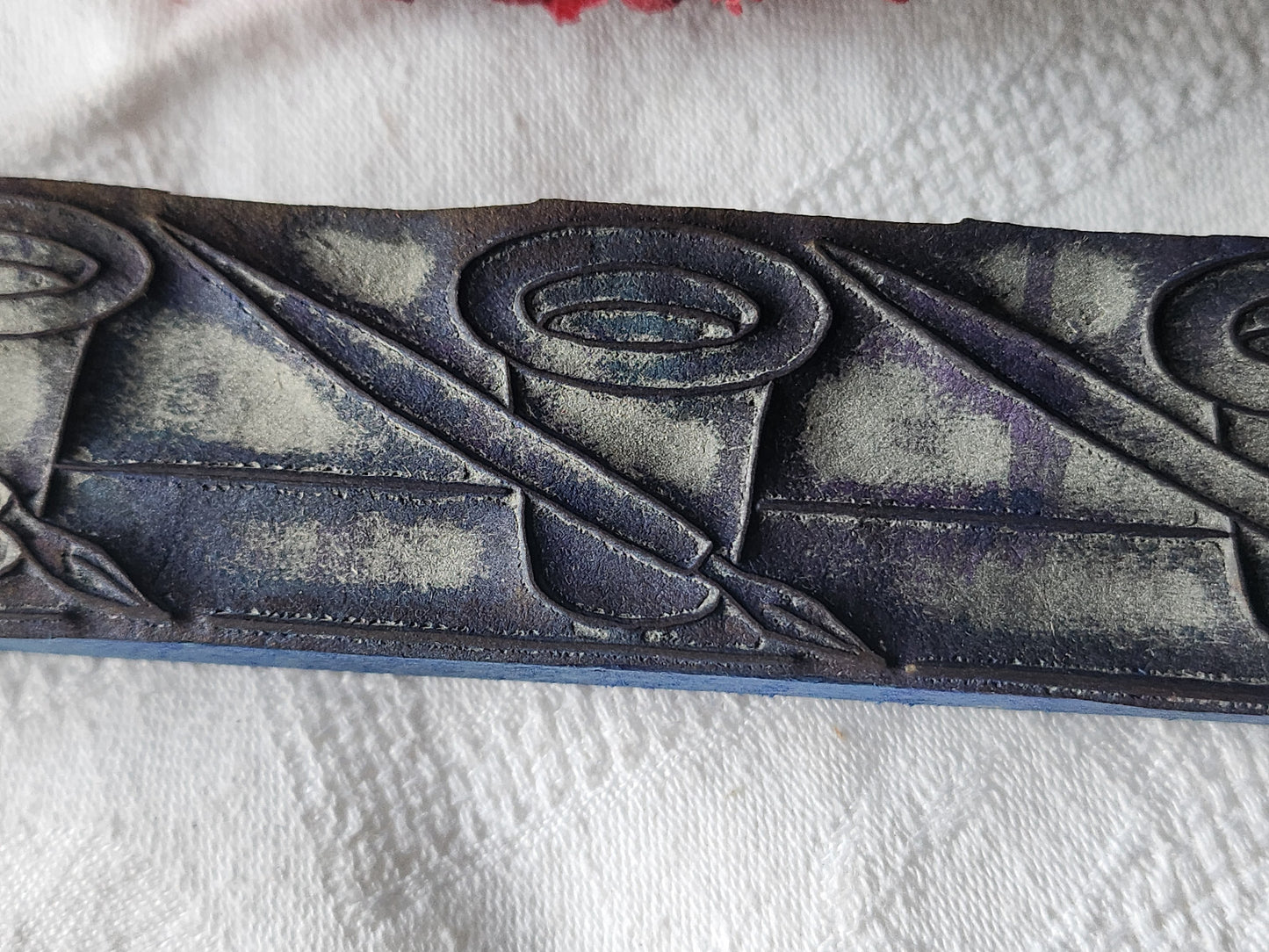 Tampon ancien frise idéale broderie encre collection 16 cm n°51