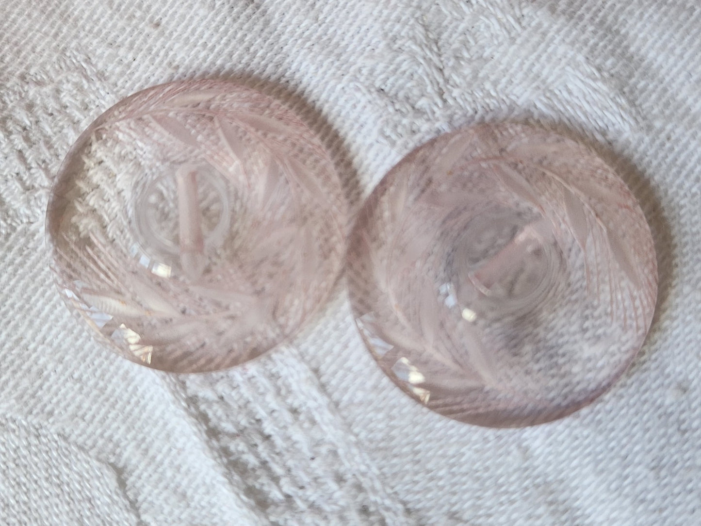 Duo bouton ancien lucite plexis épis de blé à pied 2,5 cm rose D12D