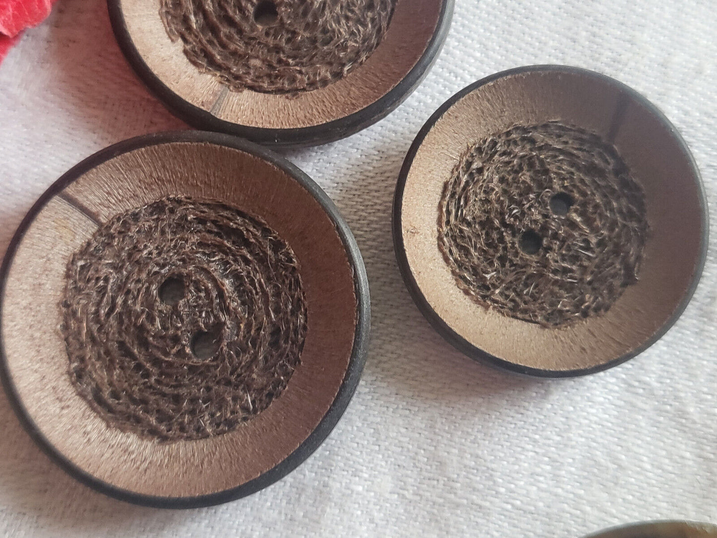 Trio gros boutons vintage marron texturé 3,1 cm et 2,7 cm ref 5276