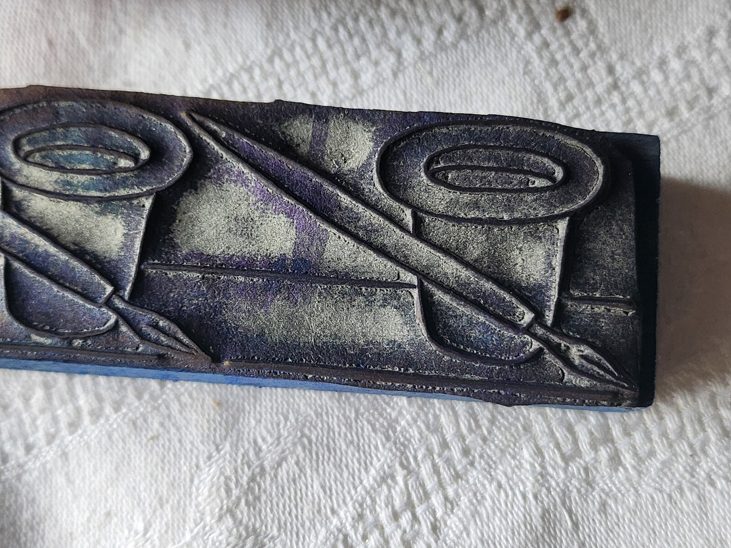 Tampon ancien frise idéale broderie encre collection 16 cm n°51