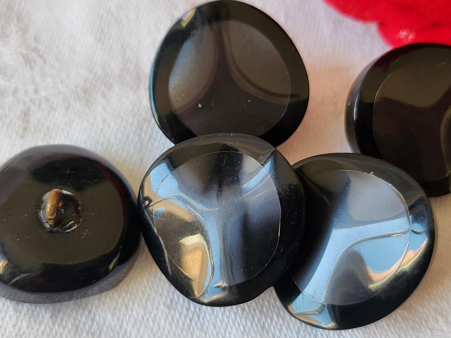 Lot 5 boutons vintage noir gris pied metal 2,3 cm ref 1890