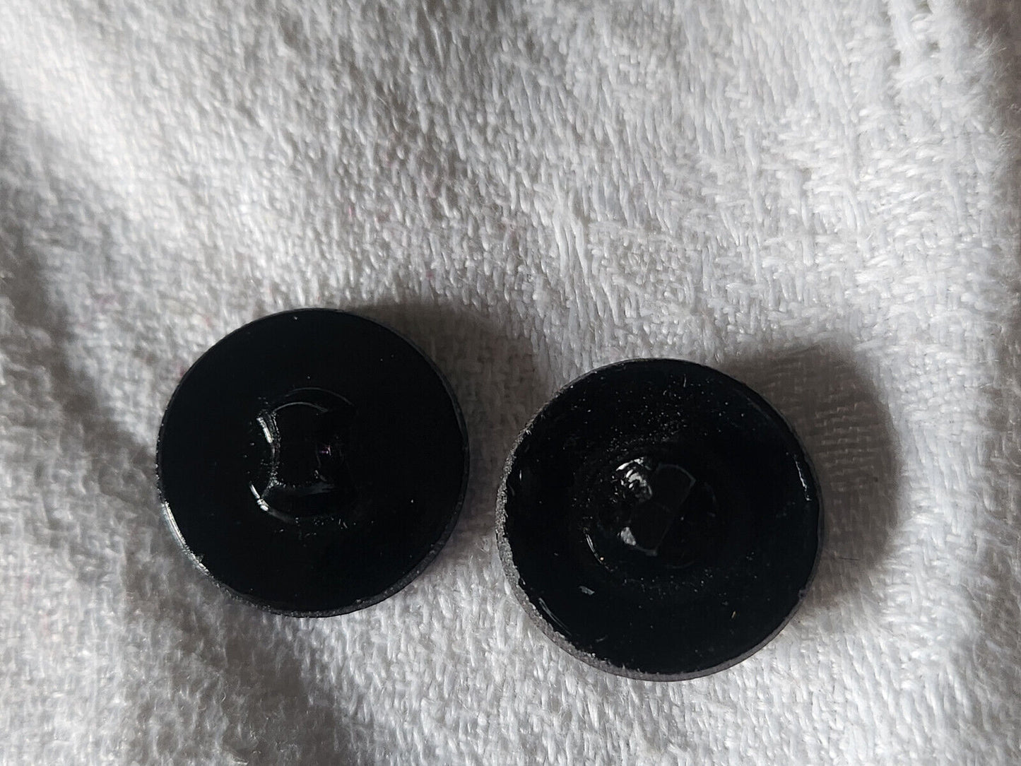 Duo boutons anciens en verre noir argenté vintage 1,8 cm G19D