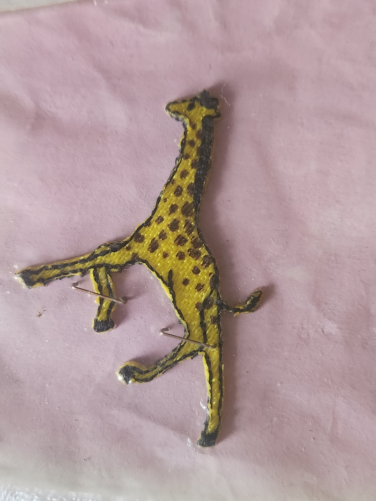 lot 3 anciens patch vintage thermocollant "girafe" broderie customisation T14