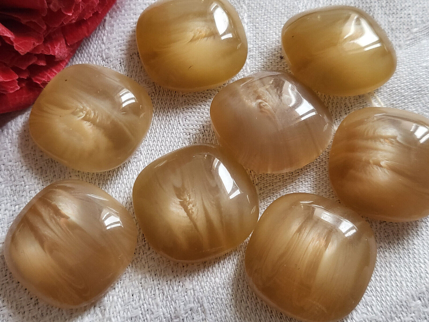 Lot 8 jolis boutons vintage marron scintillant à pied diamètre 2,1 cm ref 3078