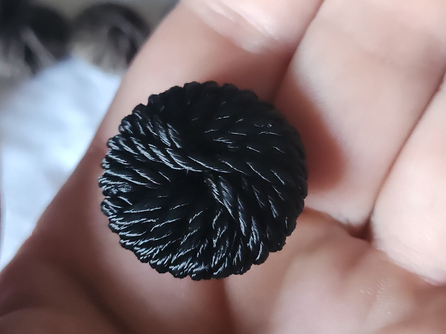 Ancien bouton en passementerie noir fait main collection 2,5 cm D3H