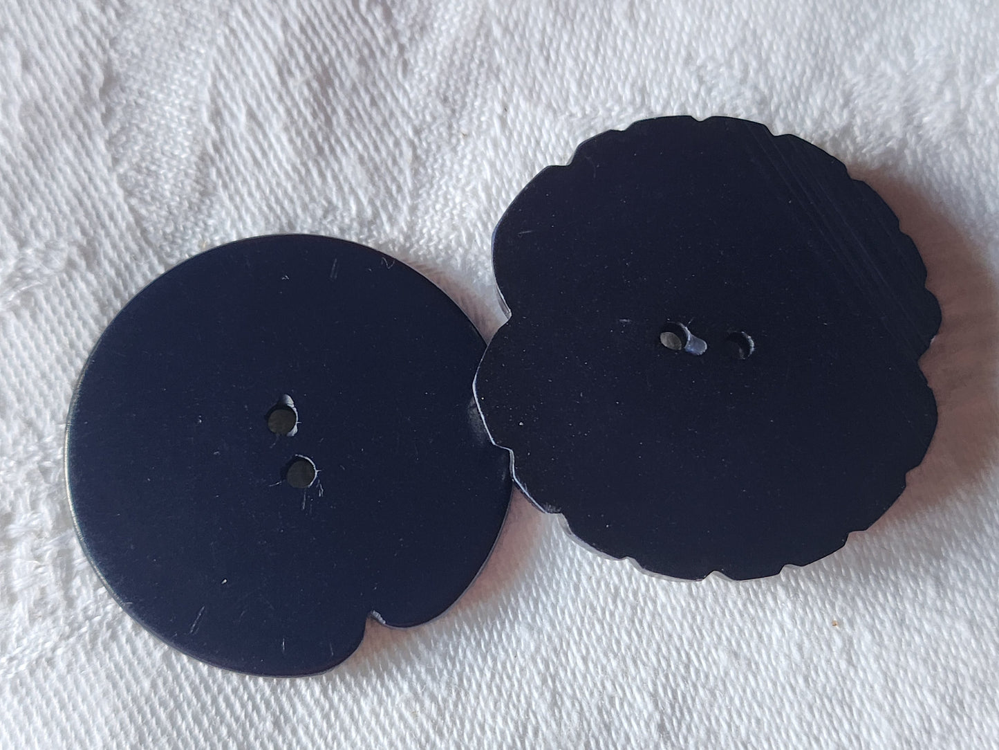 Duo gros boutons anciens art deco collection bleu 3,3 et 3,5 cm ref 2378
