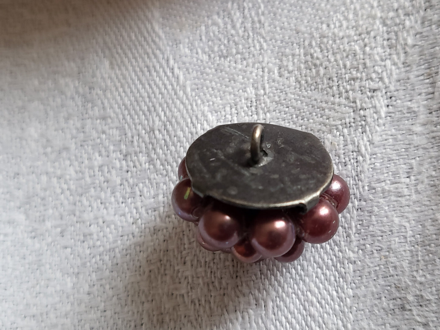 Collection bouton ancien perlé grappe plastique monture metal 1,9 cm G18J