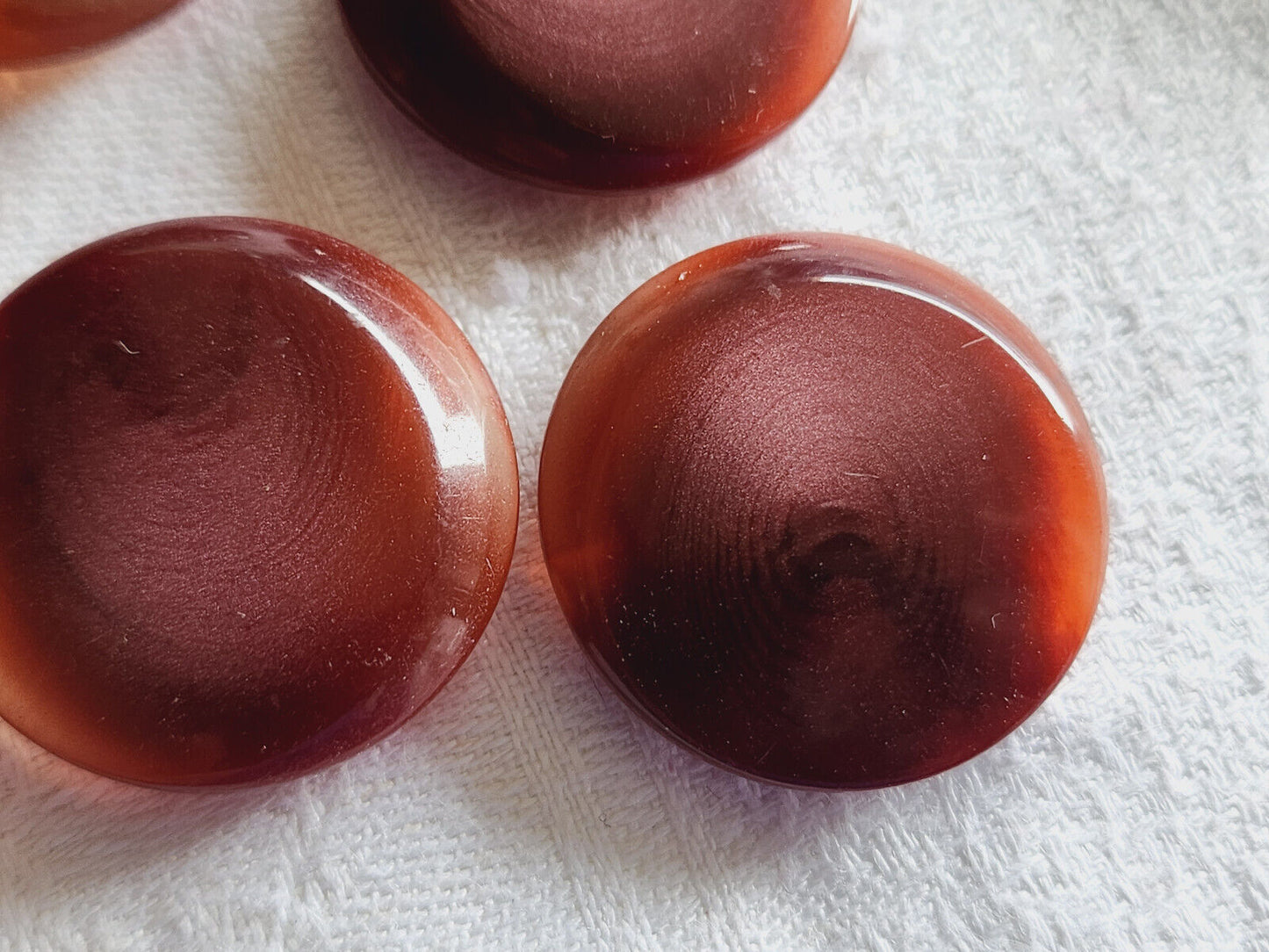Lot 6 gros boutons vintage transparent prune rosé pied 2,7 cm ref 1530