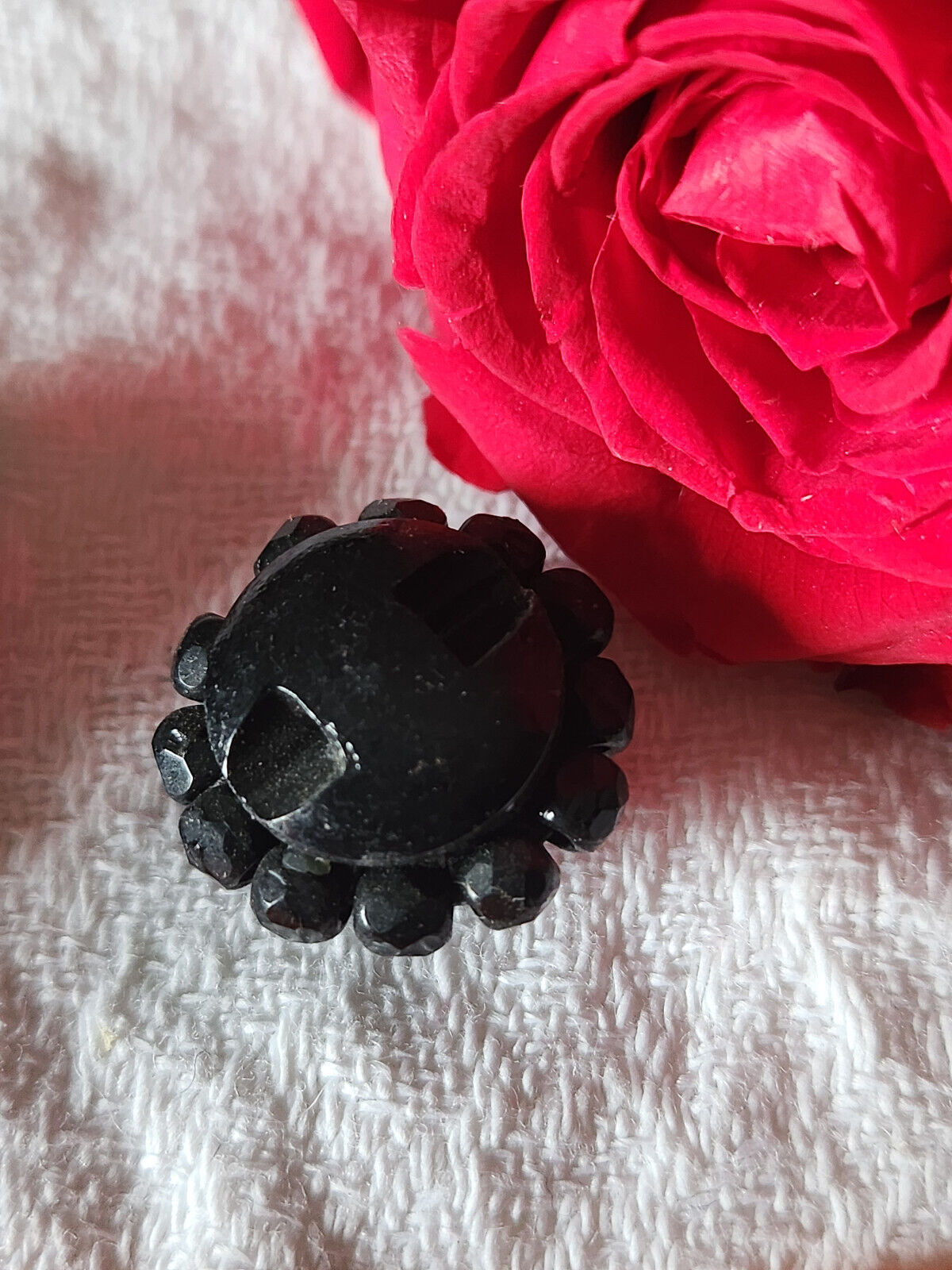 Bouton vintage métal torsade perle main noir bijoux parurier 1,8 cm G8D