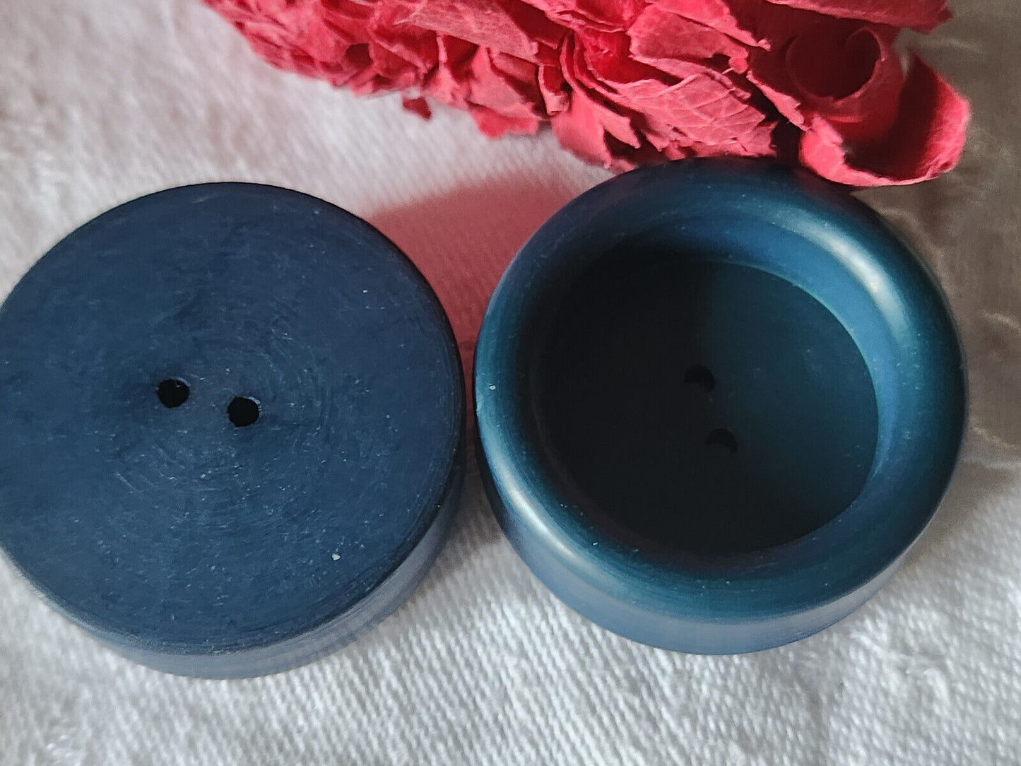 Duo gros boutons vintage bleu gris mat trous bord 3,3 cm ref 3397