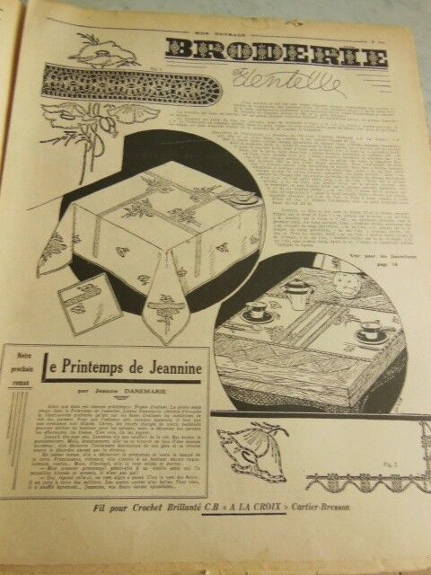 Mon ouvrage 1938 n°372 dentelle Milanaise et lacet cartonnier bouchon