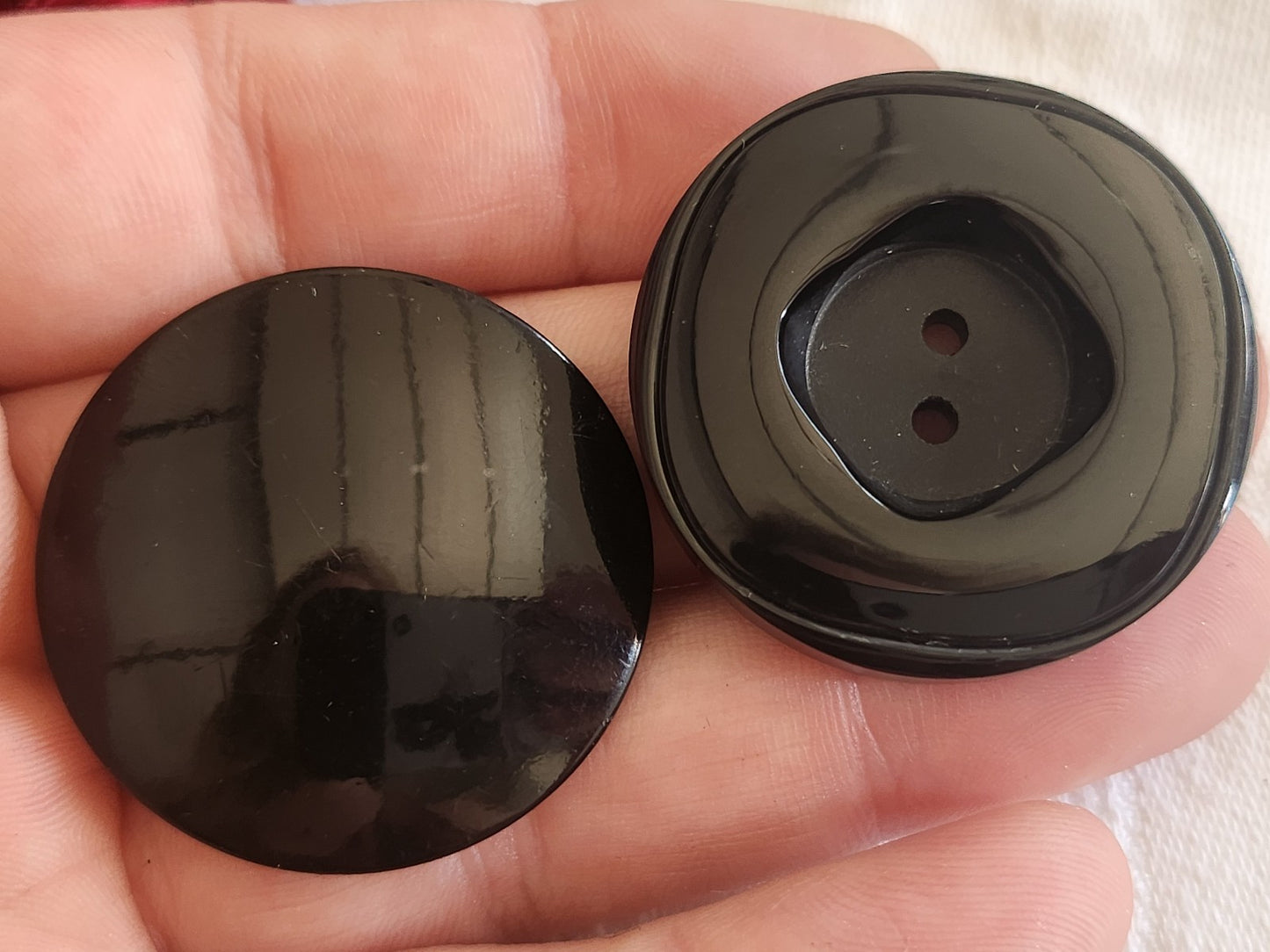 Duo gros boutons vintage noir lumineux 3,5 cm ref 863