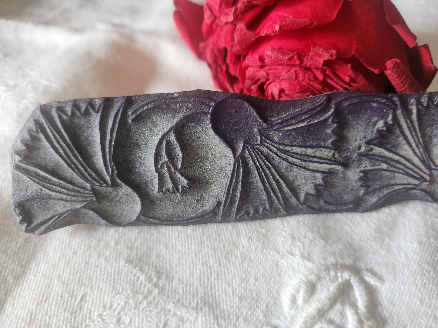 Tampon ancien sans support frise broderie collection bleuet fleur n°34-2