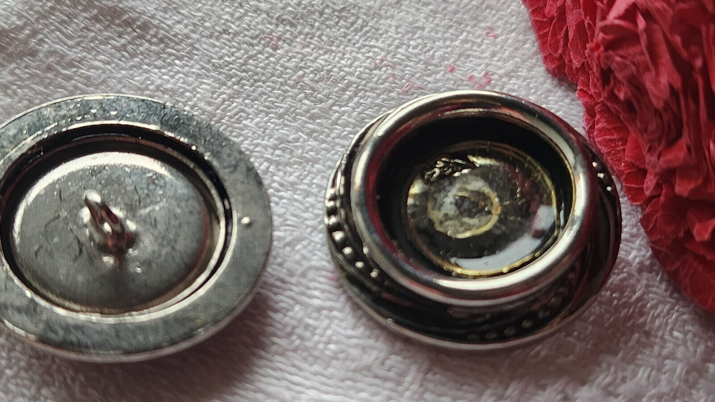 Duo monture métal ancien bouton vintage 2,5 cm G15D