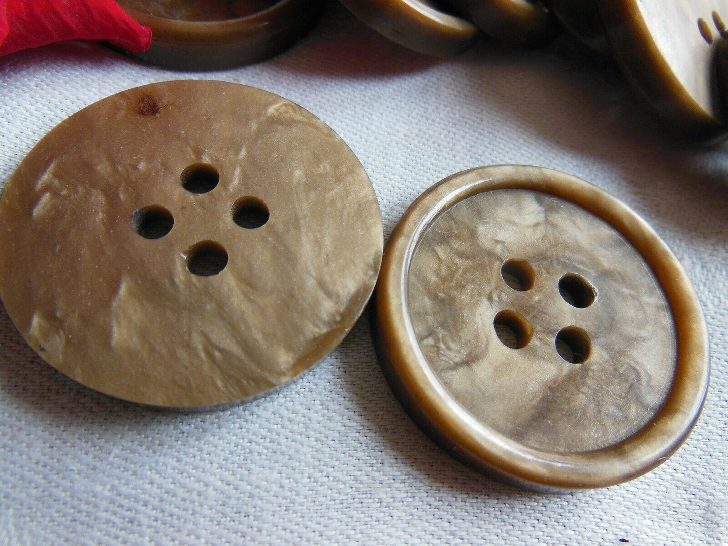 Duo gros boutons vintage marron marbré manteaux 3,5 cm veste gilet ref 3264