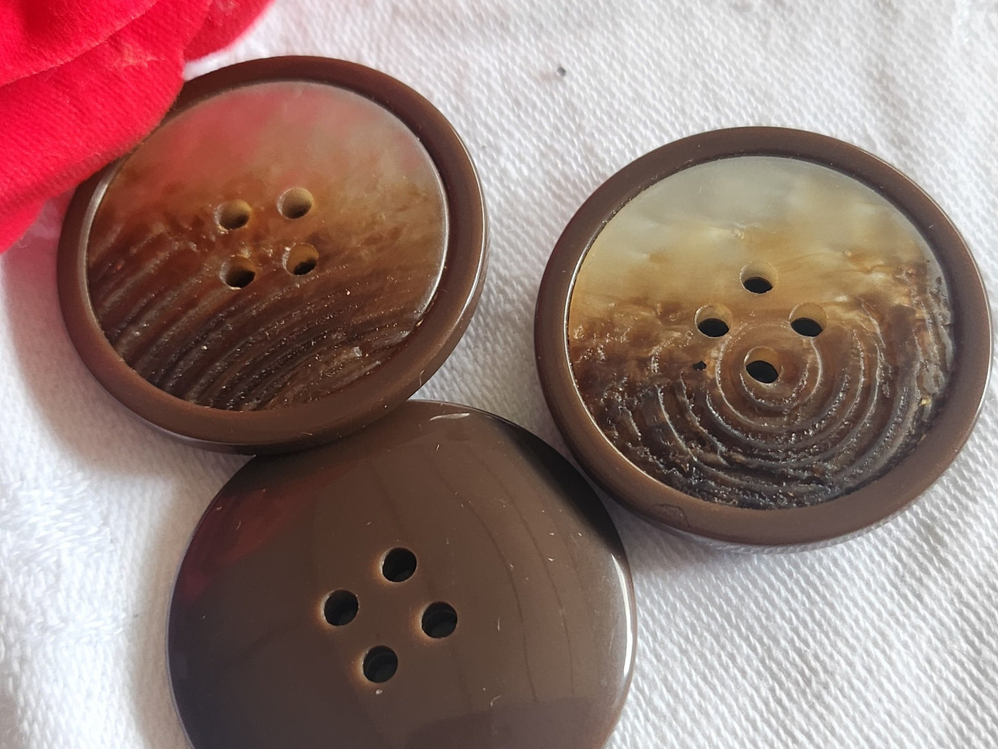 Trio gros boutons vintage marron xxl 3,3 cm beaux ref 2865