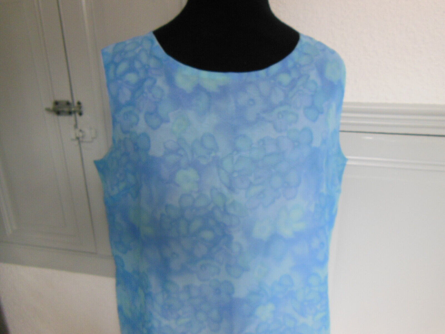 Pur vintage robe ancienne tergal bleu légère taille 44 B7