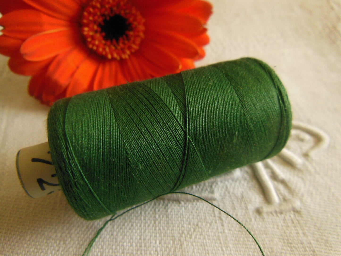 Grosse bobine ancienne fil vert 20 grammes couture mercerie