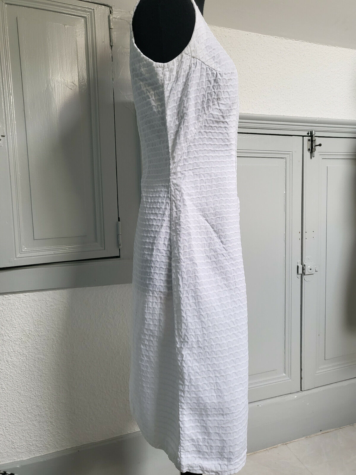 Pur vintage robe ancienne blanche gaufrée taille 38 B5