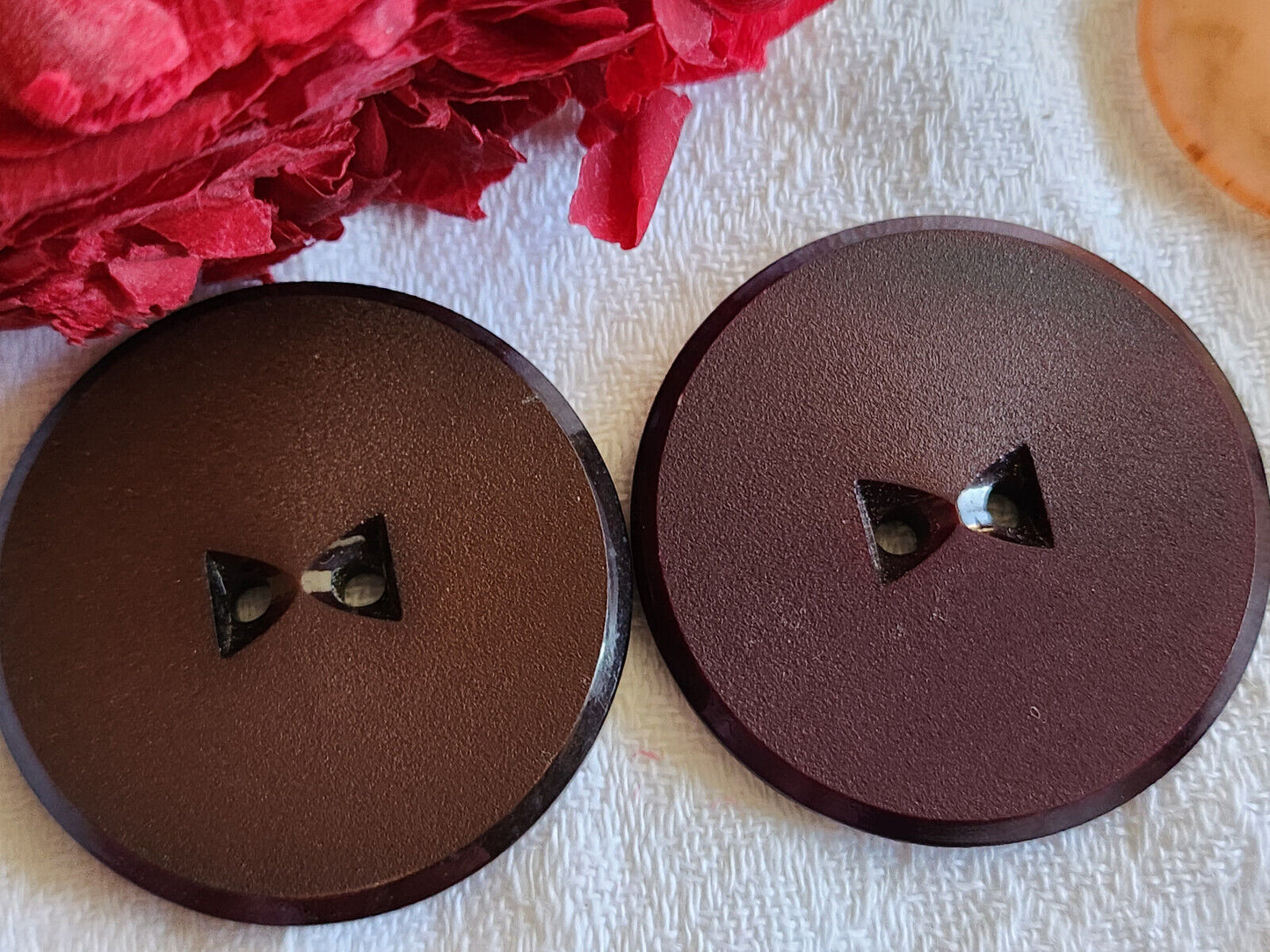Duo gros boutons vintage marron XXL 4 cm ou 40 mm ref 5663 veste gilet