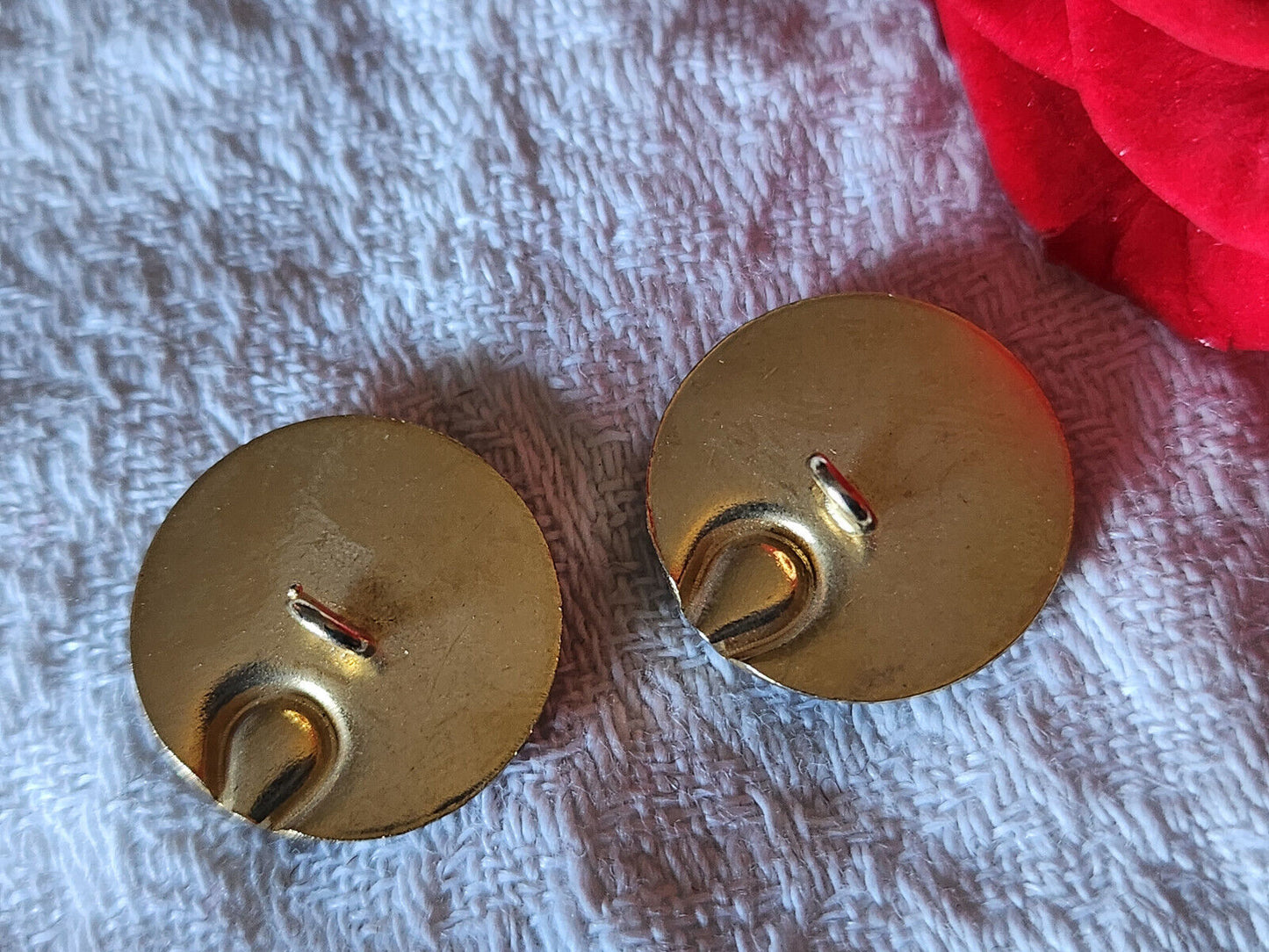 Duo boutons vintage en métal marron effet strass 1,8 cm pied G11G