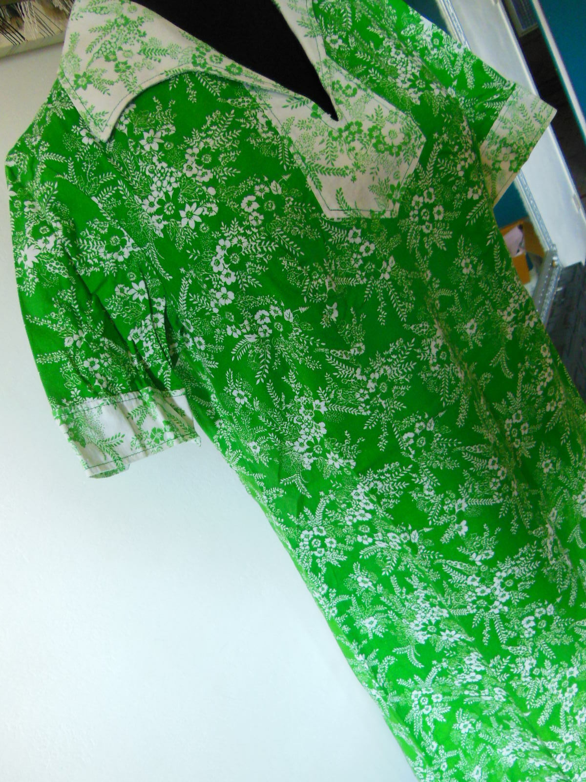 Pur vintage robe ancienne coton imprimé fleur 40 ? B5