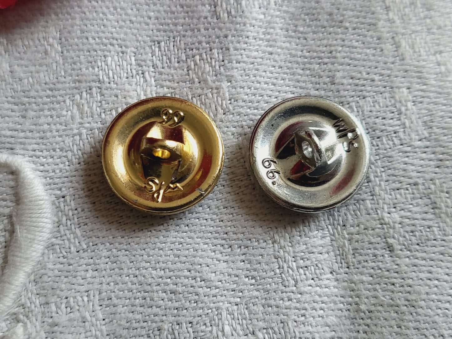 Duo boutons vintage en métal à strasser argenté doré 1,3 cm G8A