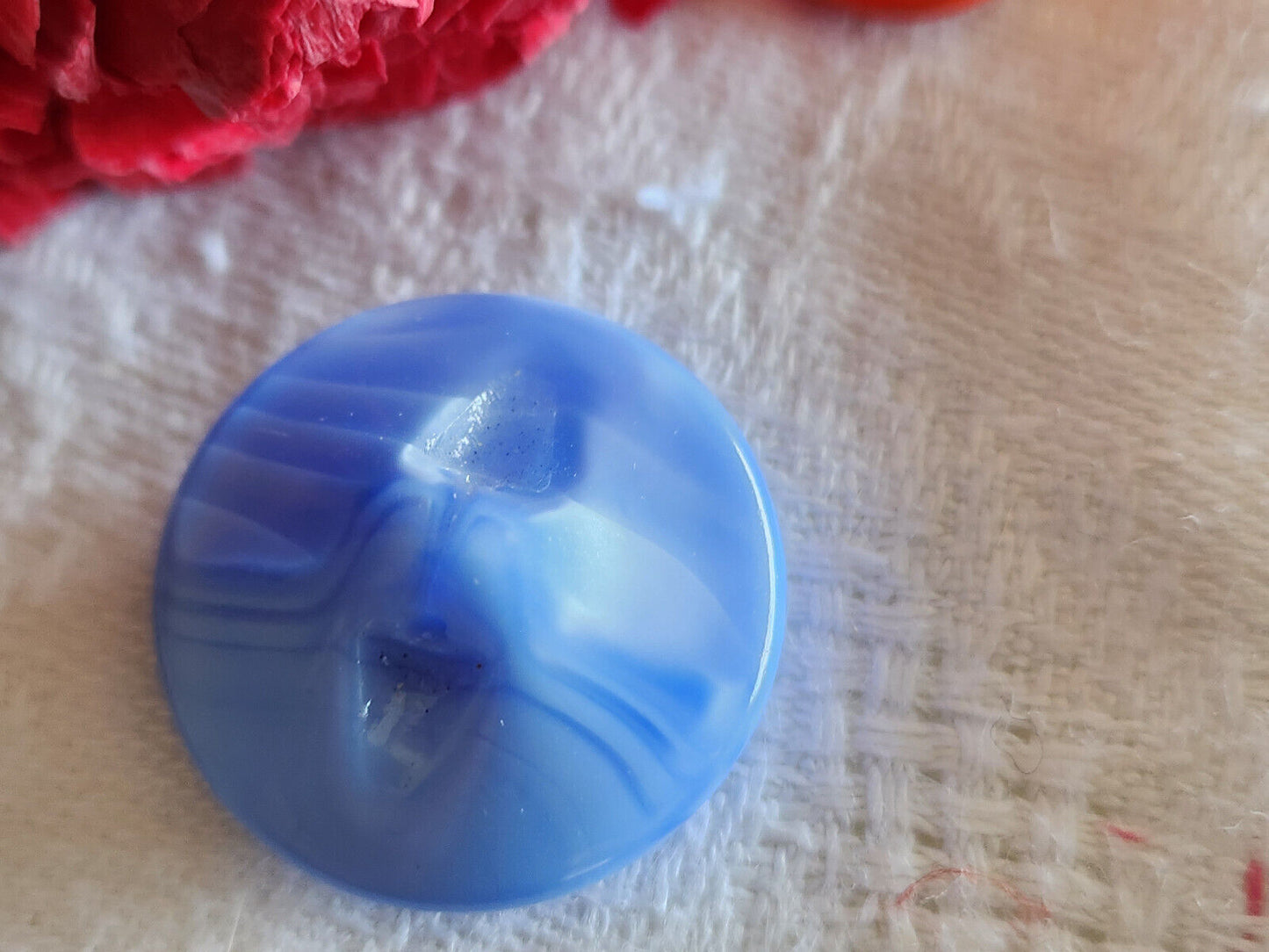 Bouton ancien en verre vintage dégradé bleu diamètre: 2,1 cm G6C