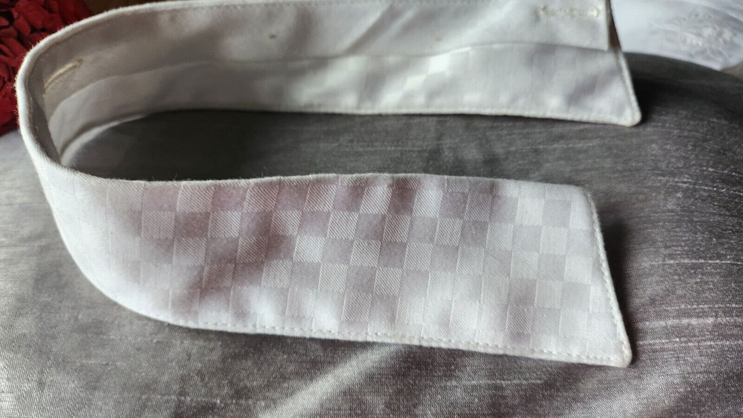 Joli col ancien chemise damassé blanc 38 vintage amovible B7-22