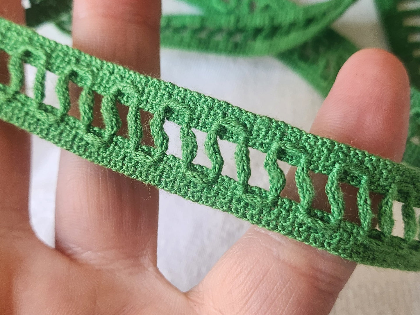 Dentelle vintage verte entre deux large 3 mètres sur 1,7 cm A2